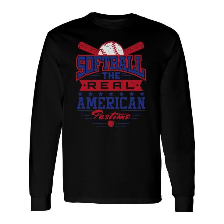 The Real American Pastime Patriotic Softball Player Long Sleeve T-Shirt T-Shirt