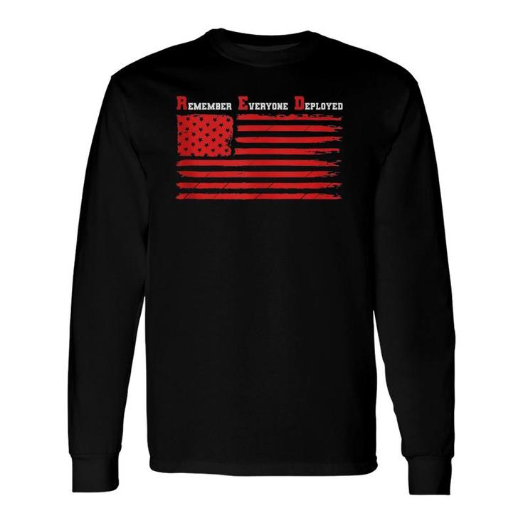 RED Flag Remember Everyone Deployed Support The Troops Long Sleeve T-Shirt T-Shirt