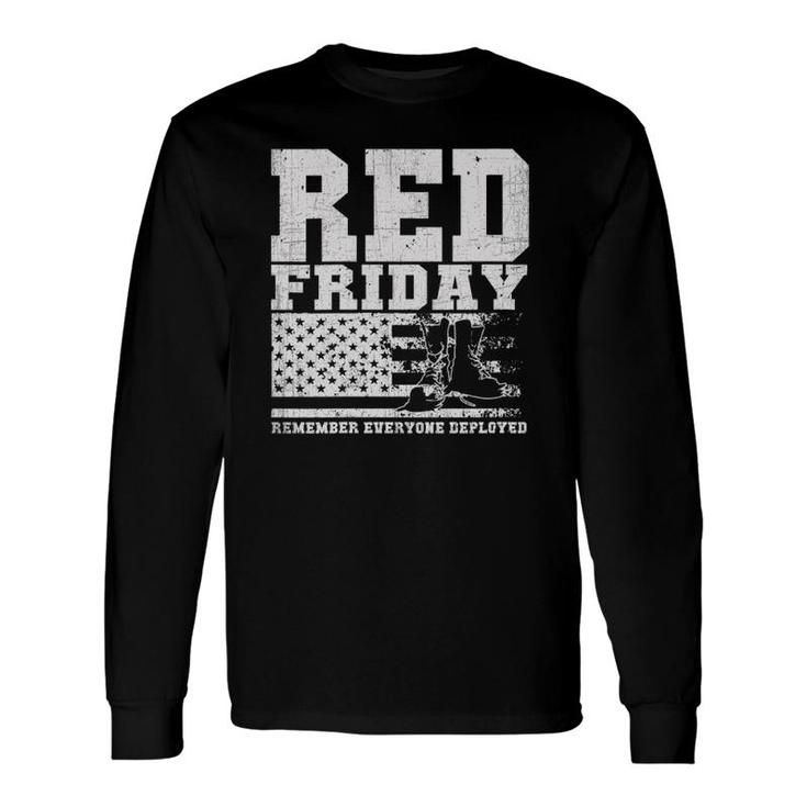Red Friday American Flag Military Boots Distressed V-Neck Long Sleeve T-Shirt T-Shirt