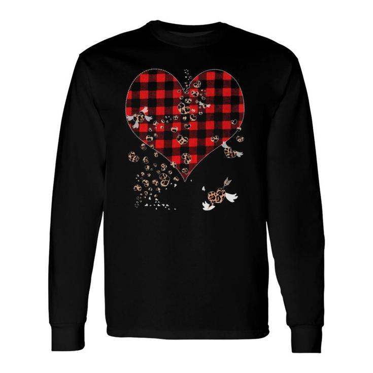 Red Plaid & Leopard Hearts Cute Valentine's Day Long Sleeve T-Shirt T-Shirt