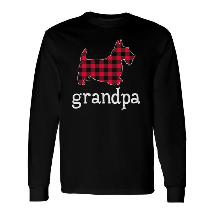 Red Plaid Grandpa Scottie Christmas Matching Pajama Long Sleeve T-Shirt T-Shirt