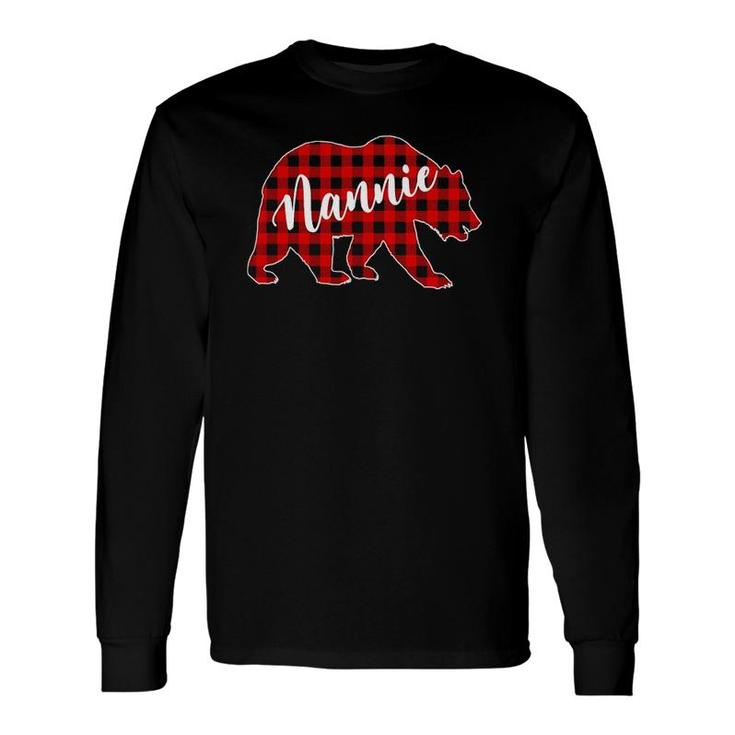 Red Plaid Nannie Bear Matching Buffalo Pajama Long Sleeve T-Shirt T-Shirt