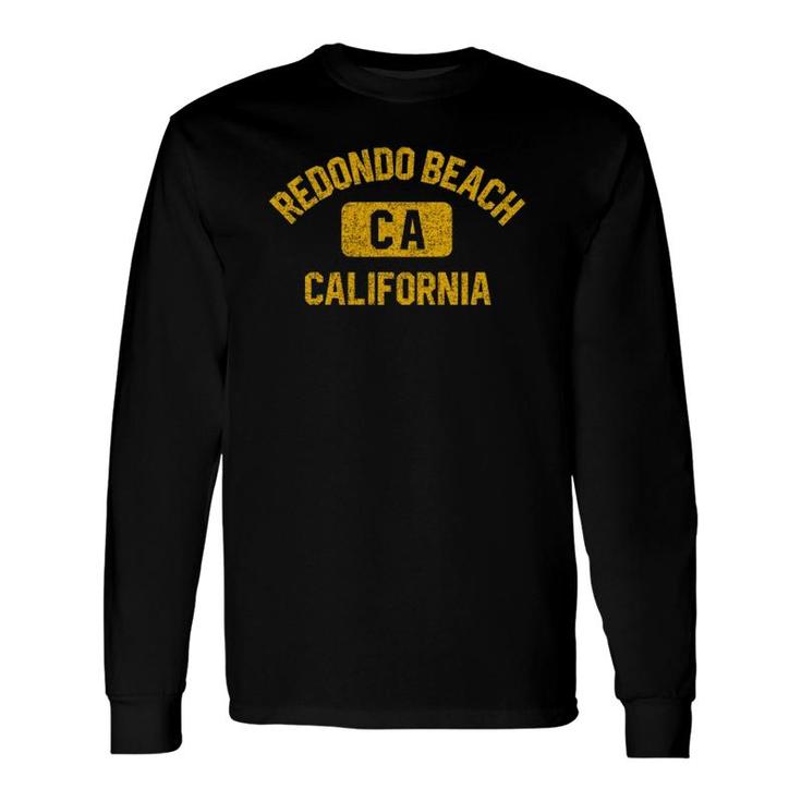 Redondo Beach Ca California Gym Style Distressed Amber Print Long Sleeve T-Shirt T-Shirt
