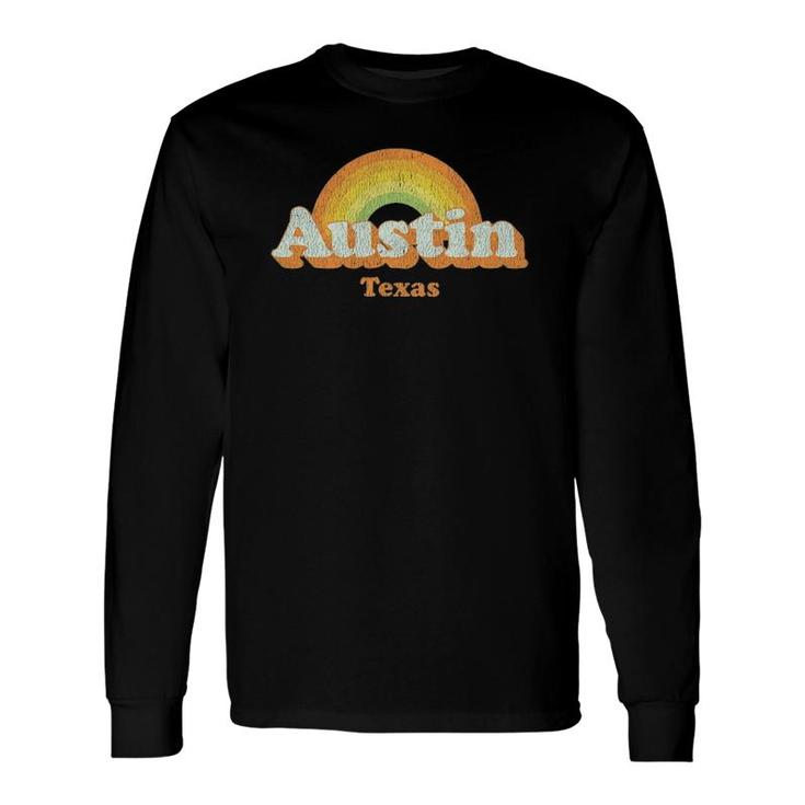 Retro Austin Texas Tx Vintage 70'S Rainbow Tee Long Sleeve T-Shirt