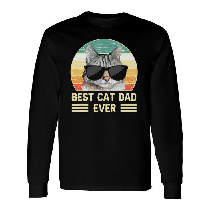 Retro Best Cat Dad Ever , Cat With Sunglasses Long Sleeve T-Shirt T-Shirt