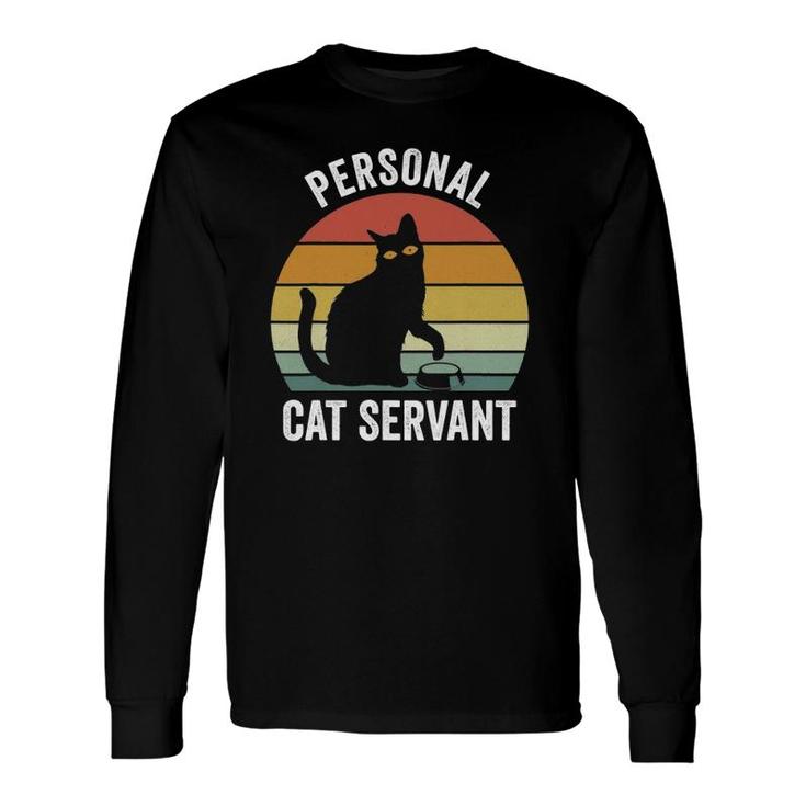 Retro Ca Black Cat Personal Cat Servant Cat Lover Long Sleeve T-Shirt T-Shirt