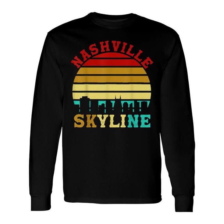 Retro Nashville Tennessee Vintage Skyline Home Country Music Long Sleeve T-Shirt T-Shirt