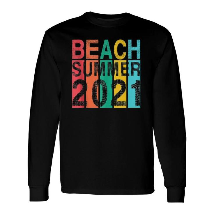 Retro Vintage Beach Vacation Summer 2021 Sunset Stripe Wear Long Sleeve T-Shirt T-Shirt