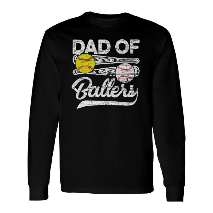 Retro Vintage Father's Day Dad Softball Baseball Lover Long Sleeve T-Shirt T-Shirt