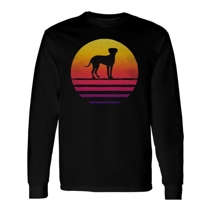 Retro Vintage Sunset Catahoula Leopard Dog Silhouette Long Sleeve T-Shirt T-Shirt