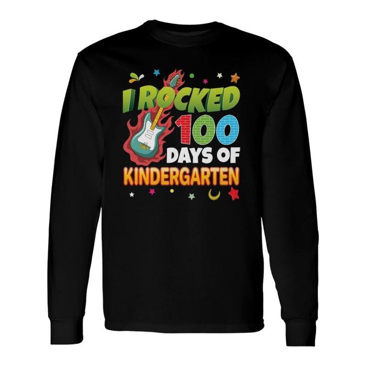 I Rocked 100 Days Of Kindergarten 100Th Day School Guitar Long Sleeve T-Shirt T-Shirt
