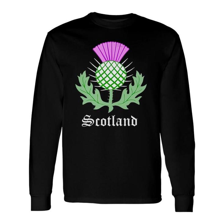 Scottish Thistle Flower Celtic Symbol Scotland V-Neck Long Sleeve T-Shirt T-Shirt