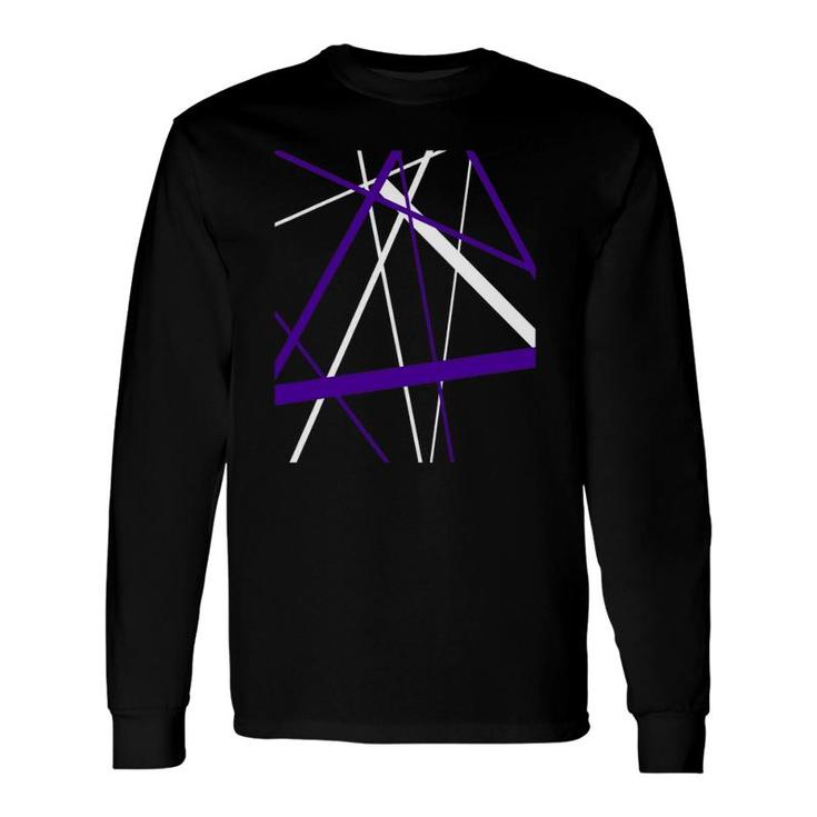 Seamless Abstract White And Lilac Strips Pattern Long Sleeve T-Shirt