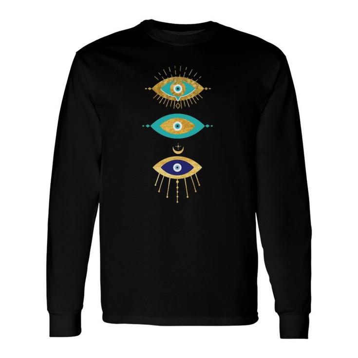 All Seeing Evil Eyes Yellow Eyelashes Curse Protection Long Sleeve T-Shirt T-Shirt