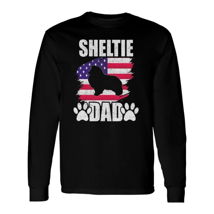Sheltie Dad Dog Lover American Us Flag Long Sleeve T-Shirt T-Shirt