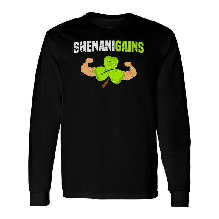 Shenanigains St Patrick's Day Workout Gym Gains Lift Long Sleeve T-Shirt T-Shirt