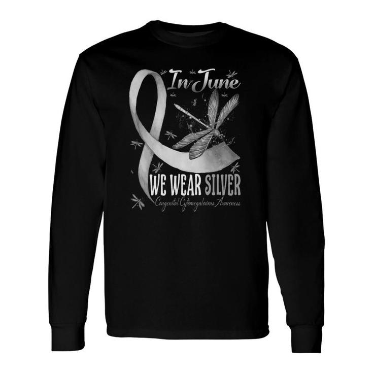 Silver Cmv Congenital Cytomegalovirus Awareness Dragonfly Long Sleeve T-Shirt T-Shirt