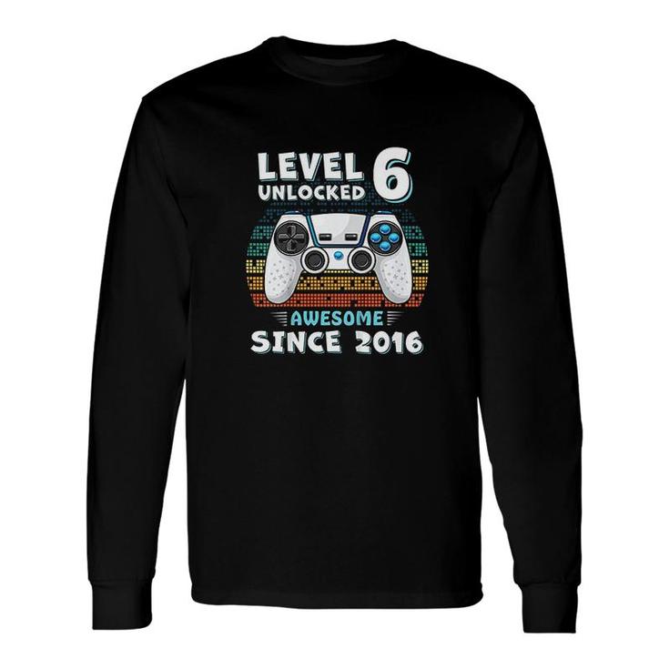 Six 6yr BDay Son Boy Gamer 6th 6 Years Old Birthday Long Sleeve T-Shirt