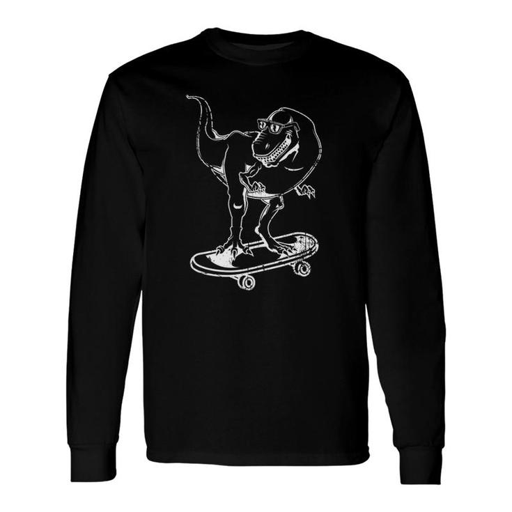 Skateboarding Dinosaur Lover Skateboarding Long Sleeve T-Shirt