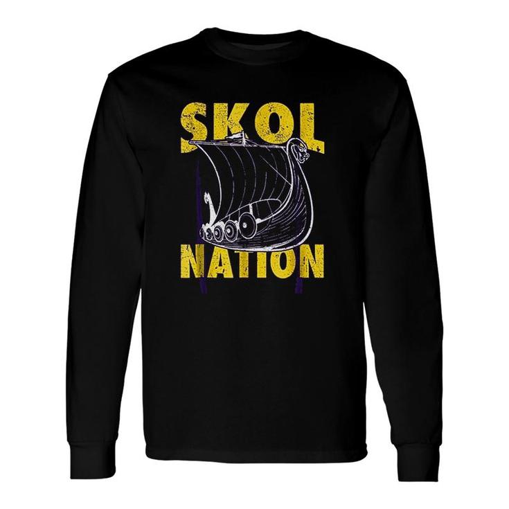 Skol Nation Distressed Viking Ship Long Sleeve T-Shirt T-Shirt