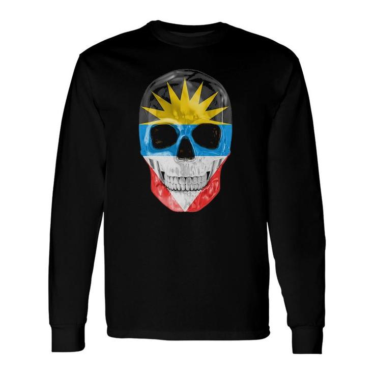 Skull Flag Of Antigua And Barbuda Long Sleeve T-Shirt T-Shirt