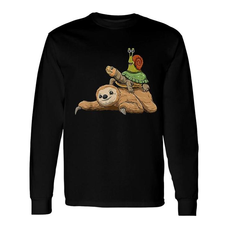 Sloth Turtle Snail Running Sloth Lovers Long Sleeve T-Shirt