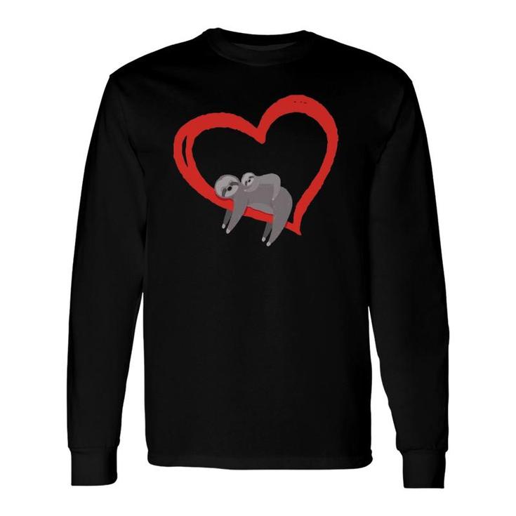 Sloth Valentine's Day Sloths Valentine Heart Long Sleeve T-Shirt T-Shirt