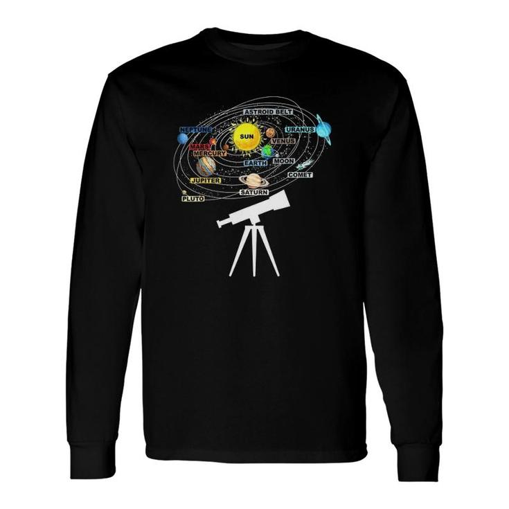 Solar System Planets Astronomy Space Science Telescope Long Sleeve T-Shirt