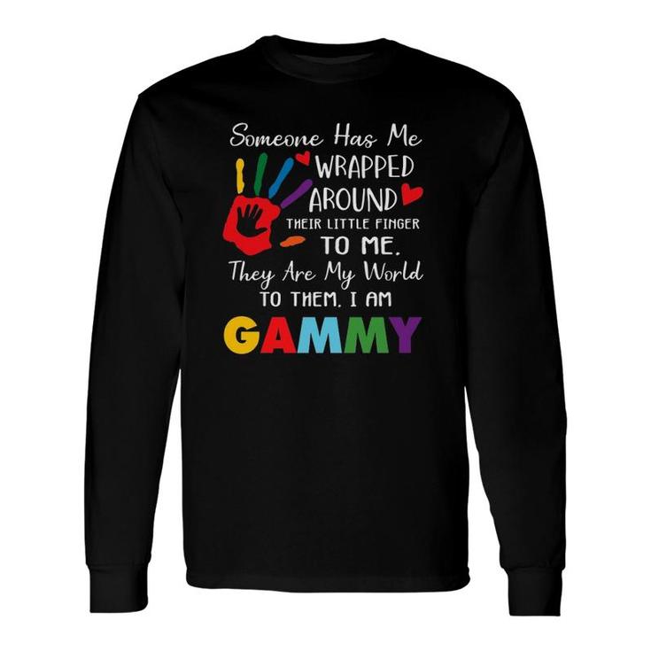 Someone Has Me Wrapped Arround Their Little Finger To Me Gammy Colors Hand Long Sleeve T-Shirt T-Shirt
