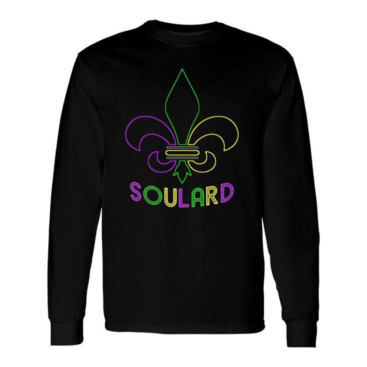 Soulard Mardi Gras Neon Sign With Fleur De Lis Long Sleeve T-Shirt T-Shirt