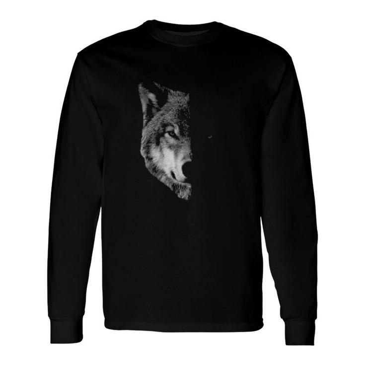 Split Face Wolf Magical Wolves Long Sleeve T-Shirt