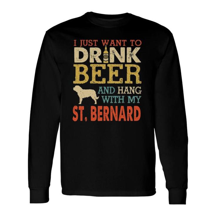 St Bernard Dad Drink Beer Hang With Dog Vintage Long Sleeve T-Shirt T-Shirt