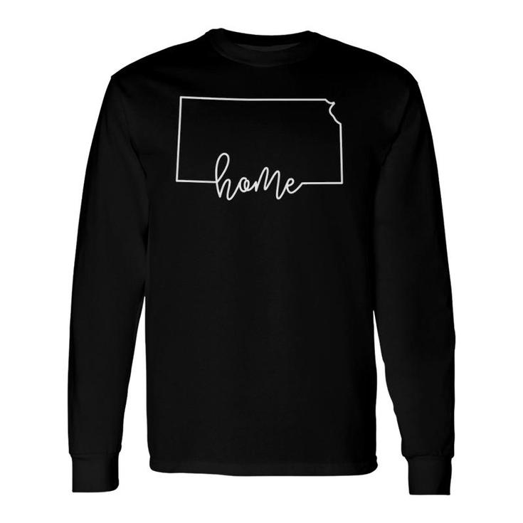 State Of Kansas Outline With Home Script Acj016b Long Sleeve T-Shirt T-Shirt