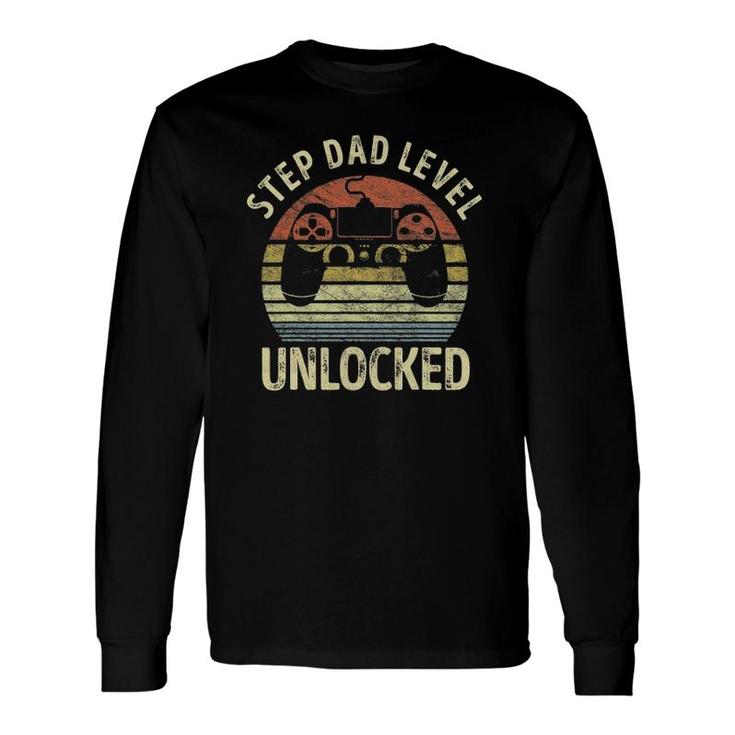 Step Dad Level Unlocked Gaming Video Game Dad Long Sleeve T-Shirt T-Shirt