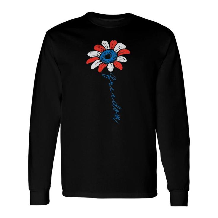 Sunflower Freedom American Flag Usa 4Th Of July Fourth Long Sleeve T-Shirt T-Shirt