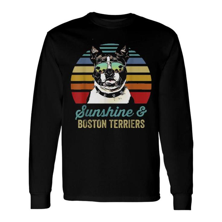 Sunshine And Boston Terriers Vintage Sunset Long Sleeve T-Shirt