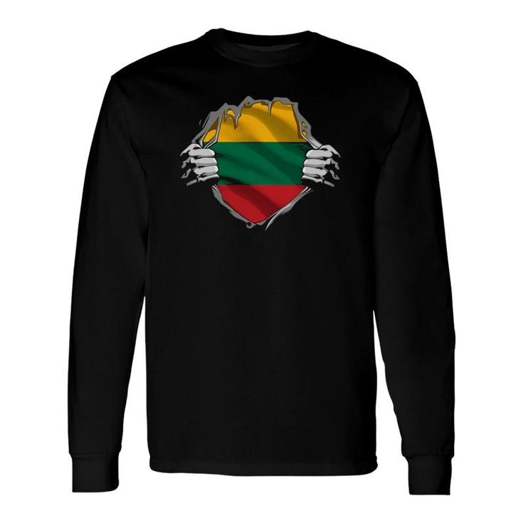 Super Lithuanian Heritage Proud Lithuania Roots Flag Long Sleeve T-Shirt