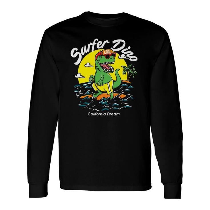Surfer Dino Cali Surfingrex Dinosaur Surfing Long Sleeve T-Shirt T-Shirt