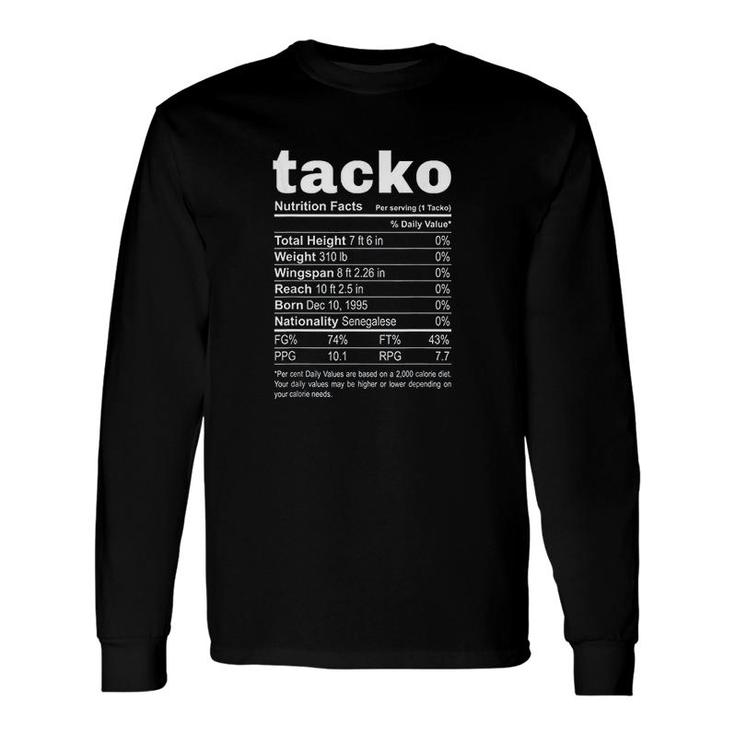 Tacko Nutrition Facts Label Boston Basketball Long Sleeve T-Shirt T-Shirt
