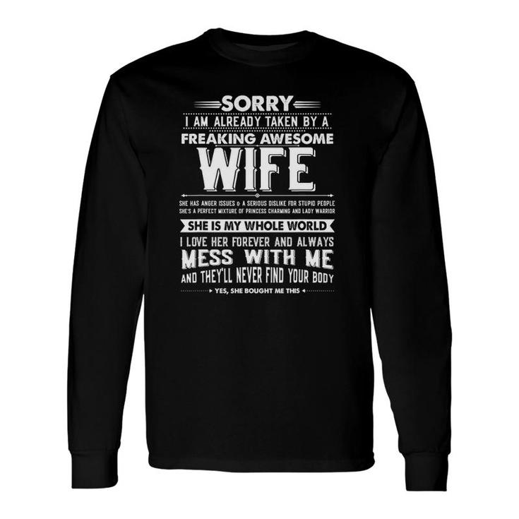 Taken By A Freaking Awesome Wife Husband Long Sleeve T-Shirt T-Shirt