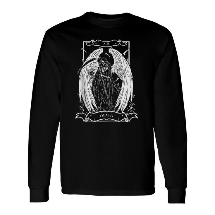Tarot Card The Death Xiii Angel Skull Style Zip Long Sleeve T-Shirt T-Shirt