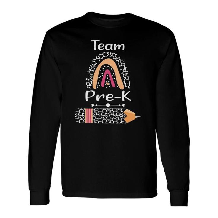 Team Pre-K Teacher Squad Cow Print Pattern Rainbow Long Sleeve T-Shirt T-Shirt