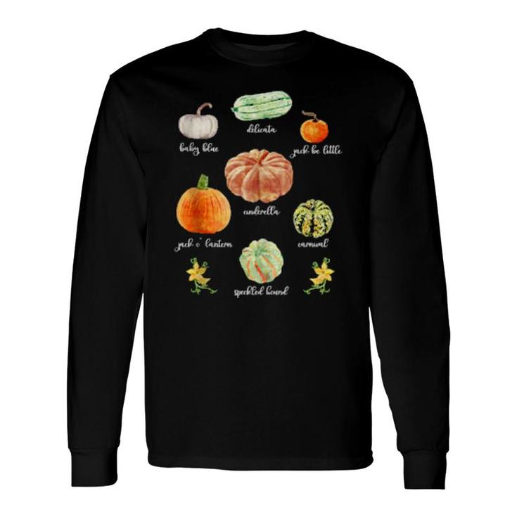 Thanksgiving Pumpkin Types Cute Fall Pumpkins Long Sleeve T-Shirt T-Shirt