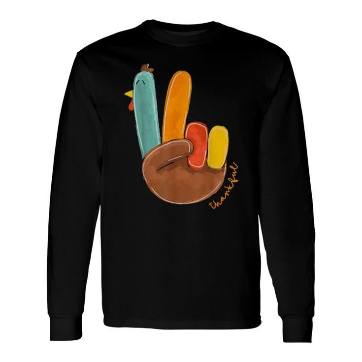Thanksgiving Thankful Turkey Peace Hand Sign, Thanksgiving Long Sleeve T-Shirt T-Shirt