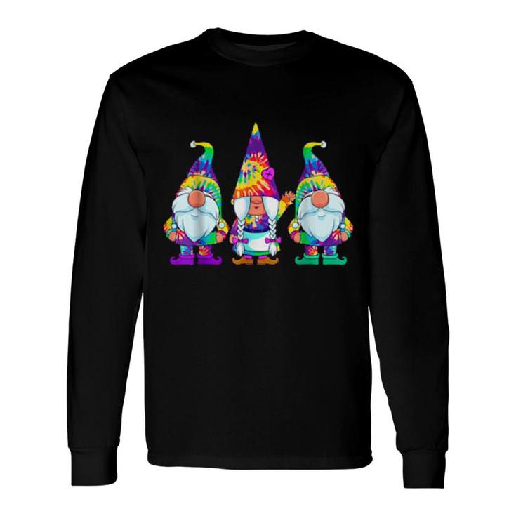 Three Hippie Gnomes Tie Dye Retro Vintage Hat Peace Gnome Long Sleeve T-Shirt T-Shirt