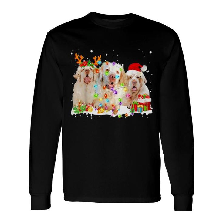 Threeclumberspanieldogsreindeer Long Sleeve T-Shirt