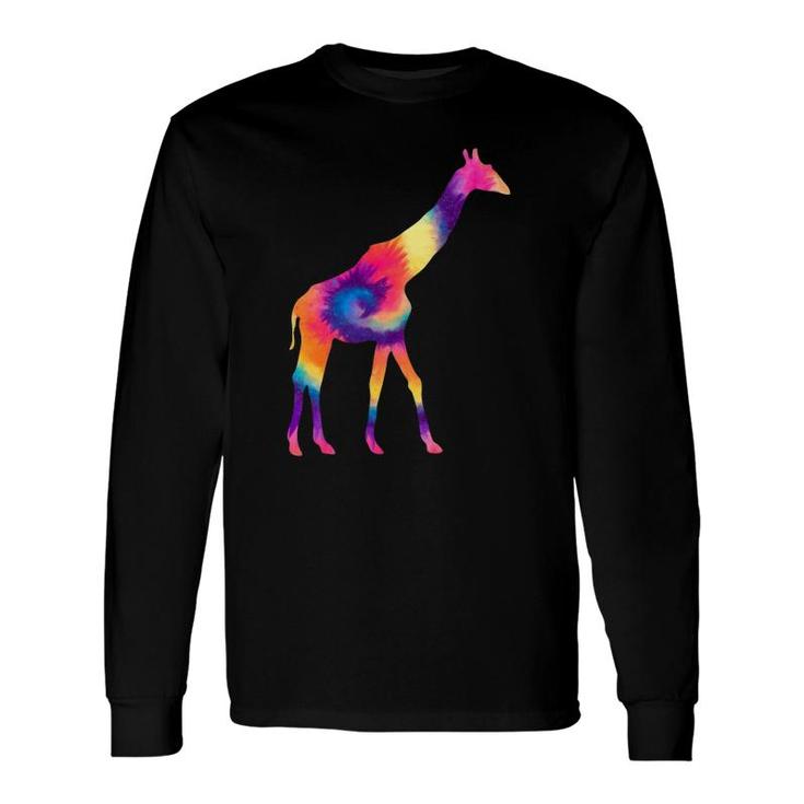 Tie Dye Giraffe Silhouette Art Safari Animal Long Sleeve T-Shirt T-Shirt