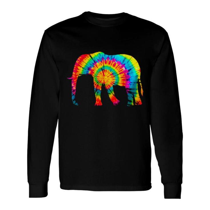 Tiedye Pattern And Tye Dye Colors And Animal Elephant Long Sleeve T-Shirt
