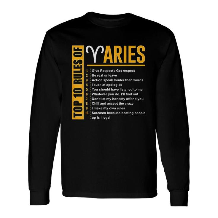 Top 10 Rules Of Aries Zodiac Long Sleeve T-Shirt T-Shirt