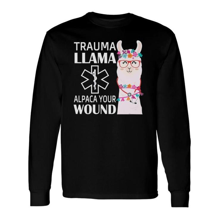 Trauma Llama Alpaca Your Wound Ems Nurse V Neck Long Sleeve T-Shirt T-Shirt